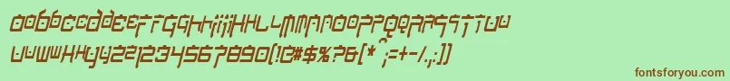 NipponTechCondensedItalic Font – Brown Fonts on Green Background