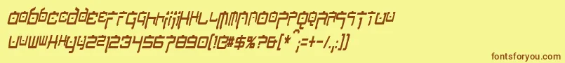 NipponTechCondensedItalic Font – Brown Fonts on Yellow Background