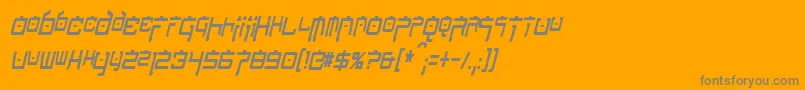 NipponTechCondensedItalic-Schriftart – Graue Schriften auf orangefarbenem Hintergrund