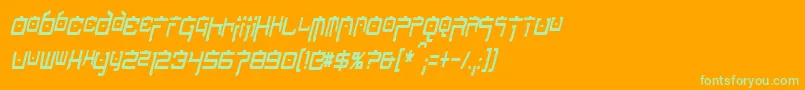 Fonte NipponTechCondensedItalic – fontes verdes em um fundo laranja
