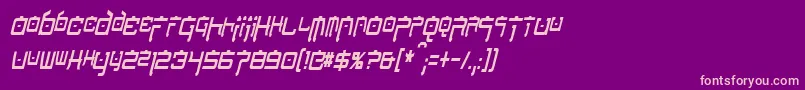 NipponTechCondensedItalic Font – Pink Fonts on Purple Background