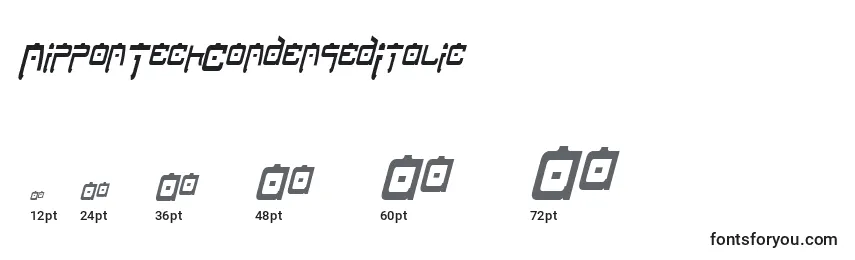 NipponTechCondensedItalic Font Sizes