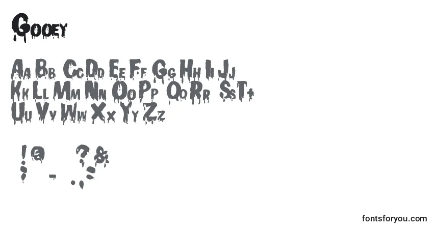 Czcionka Gooey – alfabet, cyfry, specjalne znaki