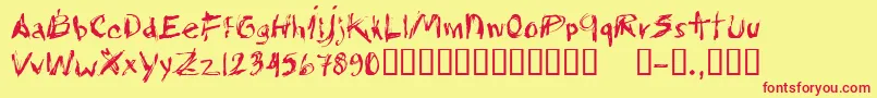 CfwhitetrashRegular Font – Red Fonts on Yellow Background