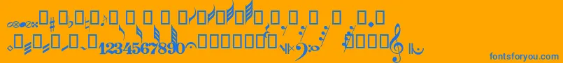 Fonte GuitarPro – fontes azuis em um fundo laranja