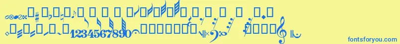 GuitarPro-Schriftart – Blaue Schriften auf gelbem Hintergrund