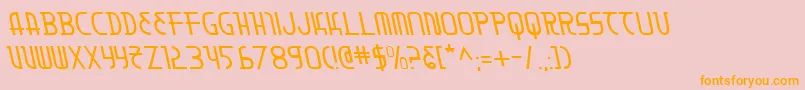 フォントMoondartl – オレンジの文字がピンクの背景にあります。