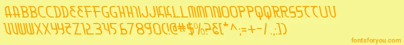 フォントMoondartl – オレンジの文字が黄色の背景にあります。