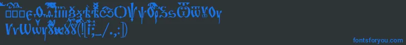 フォントOrthodox – 黒い背景に青い文字