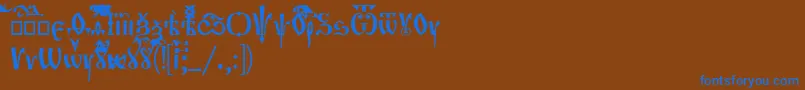 Orthodox-Schriftart – Blaue Schriften auf braunem Hintergrund