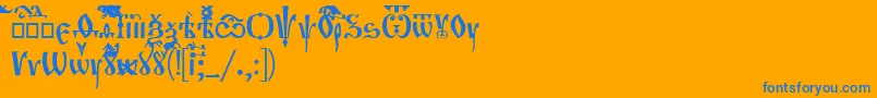 Fonte Orthodox – fontes azuis em um fundo laranja