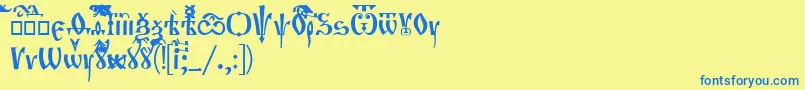 Orthodox-Schriftart – Blaue Schriften auf gelbem Hintergrund