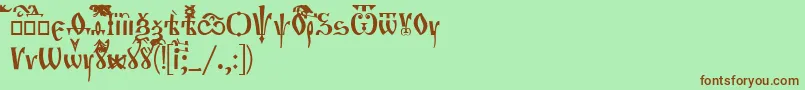 フォントOrthodox – 緑の背景に茶色のフォント
