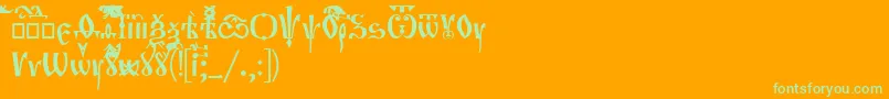 Orthodox-Schriftart – Grüne Schriften auf orangefarbenem Hintergrund