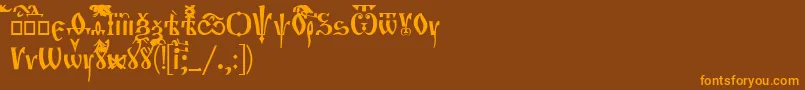 Orthodox-fontti – oranssit fontit ruskealla taustalla