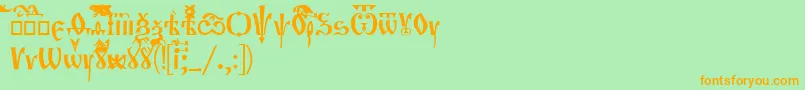 Orthodox-Schriftart – Orangefarbene Schriften auf grünem Hintergrund