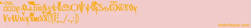 フォントOrthodox – オレンジの文字がピンクの背景にあります。