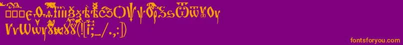 Orthodox-Schriftart – Orangefarbene Schriften auf violettem Hintergrund
