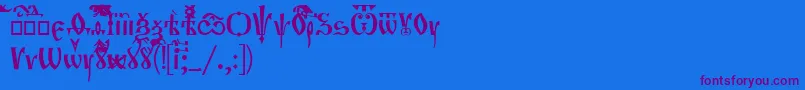 Orthodox-Schriftart – Violette Schriften auf blauem Hintergrund