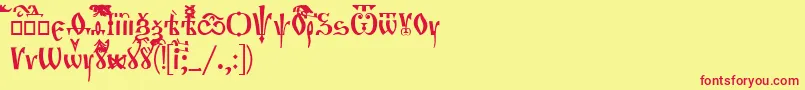 フォントOrthodox – 赤い文字の黄色い背景