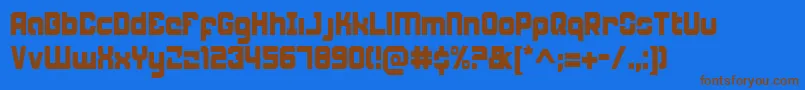フォントWeaponeerc – 茶色の文字が青い背景にあります。