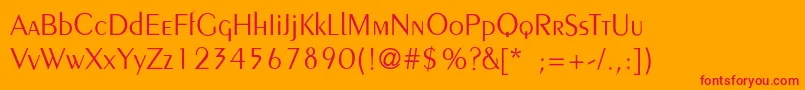 PeignotLightThin-Schriftart – Rote Schriften auf orangefarbenem Hintergrund