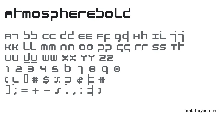A fonte AtmosphereBold – alfabeto, números, caracteres especiais