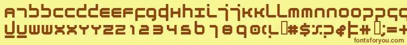 フォントAtmosphereBold – 茶色の文字が黄色の背景にあります。