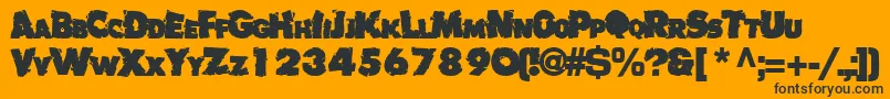 Badlychipped66Bold-Schriftart – Schwarze Schriften auf orangefarbenem Hintergrund