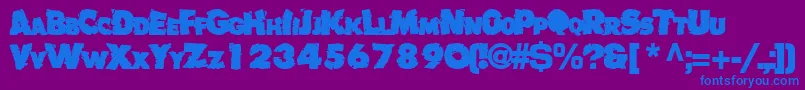 Badlychipped66Bold-Schriftart – Blaue Schriften auf violettem Hintergrund