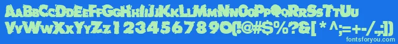 Badlychipped66Bold Font – Green Fonts on Blue Background