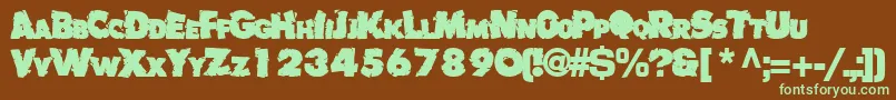 Badlychipped66Bold Font – Green Fonts on Brown Background