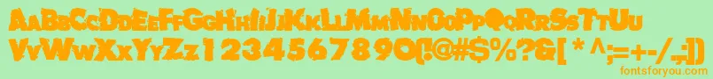 Badlychipped66Bold-Schriftart – Orangefarbene Schriften auf grünem Hintergrund