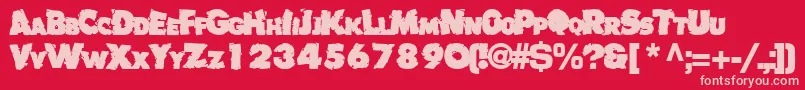 Badlychipped66Bold Font – Pink Fonts on Red Background