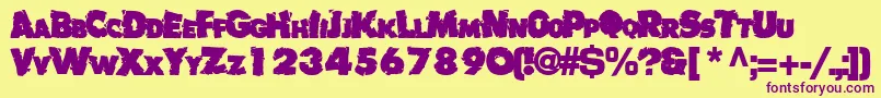 Badlychipped66Bold-Schriftart – Violette Schriften auf gelbem Hintergrund