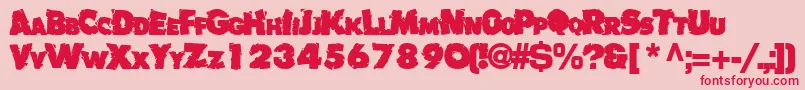 Czcionka Badlychipped66Bold – czerwone czcionki na różowym tle