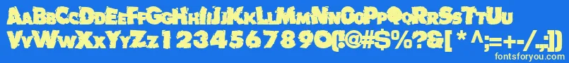 Badlychipped66Bold Font – Yellow Fonts on Blue Background