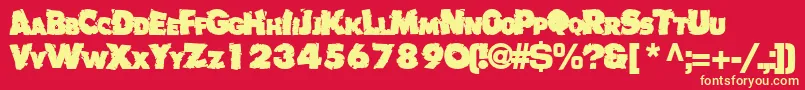 フォントBadlychipped66Bold – 黄色の文字、赤い背景
