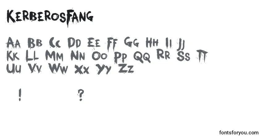 Schriftart KerberosFang – Alphabet, Zahlen, spezielle Symbole