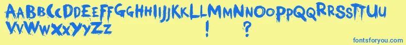 KerberosFang Font – Blue Fonts on Yellow Background