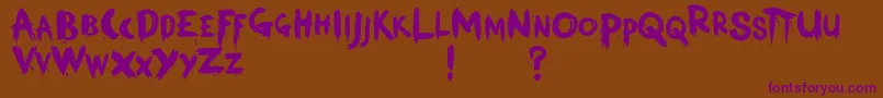 KerberosFang-Schriftart – Violette Schriften auf braunem Hintergrund