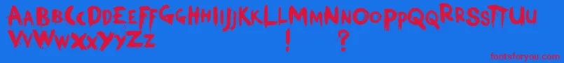 KerberosFang Font – Red Fonts on Blue Background