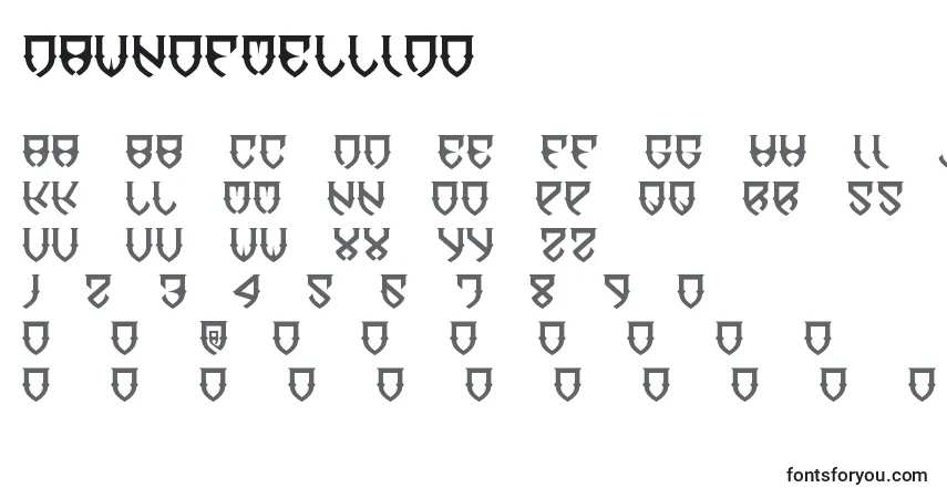 Шрифт DawnOfMellido – алфавит, цифры, специальные символы