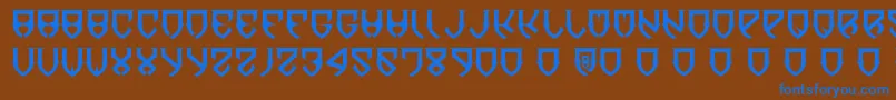 フォントDawnOfMellido – 茶色の背景に青い文字