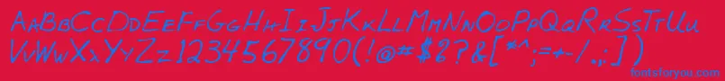 Lehn005 Font – Blue Fonts on Red Background