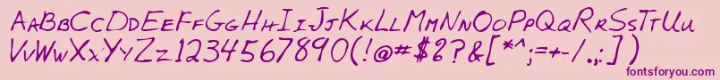 フォントLehn005 – ピンクの背景に紫のフォント