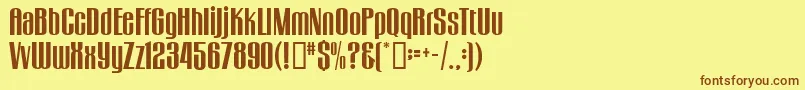 フォントGogoBig – 茶色の文字が黄色の背景にあります。