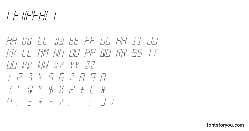 Czcionka Ledreali – alfabet, cyfry, specjalne znaki