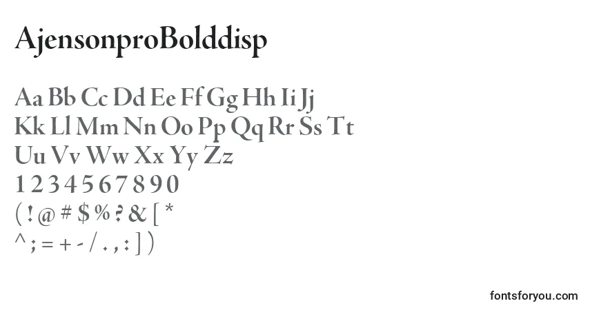 A fonte AjensonproBolddisp – alfabeto, números, caracteres especiais