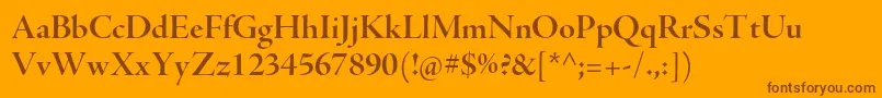 AjensonproBolddisp-Schriftart – Braune Schriften auf orangefarbenem Hintergrund